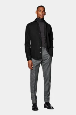 SUITSUPPLY Twill-Hemd Schwarz Slim Fit-Männlich Casual Hemden