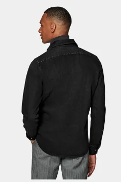 SUITSUPPLY Twill-Hemd Schwarz Slim Fit-Männlich Casual Hemden