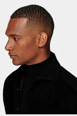 SUITSUPPLY Twill-Hemd Schwarz Slim Fit-Männlich Casual Hemden