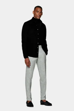 SUITSUPPLY Twill-Hemd Schwarz Slim Fit-Männlich Casual Hemden