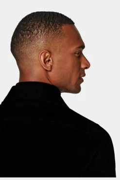 SUITSUPPLY Twill-Hemd Schwarz Slim Fit-Männlich Casual Hemden