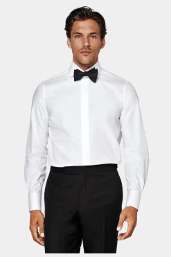 SUITSUPPLY Twill-Smokinghemd Weiss Slim Fit-Männlich Klassische Hemden