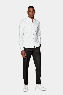 SUITSUPPLY Twill-Westernhemd Weiß-Männlich Casual Hemden