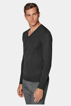 SUITSUPPLY V-Ausschnitt Dunkelgrau-Männlich V-Ausschnitt