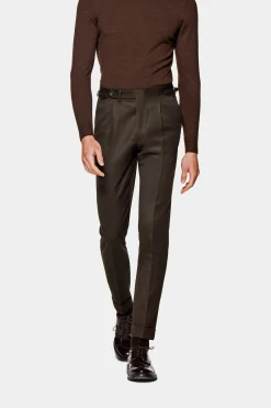 SUITSUPPLY Vigo Hose Braun Bundfalte-Männlich Elegante Hosen