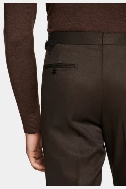 SUITSUPPLY Vigo Hose Braun Bundfalte-Männlich Elegante Hosen