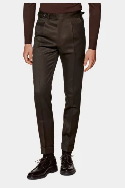 SUITSUPPLY Vigo Hose Braun Bundfalte-Männlich Elegante Hosen