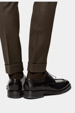 SUITSUPPLY Vigo Hose Braun Bundfalte-Männlich Elegante Hosen
