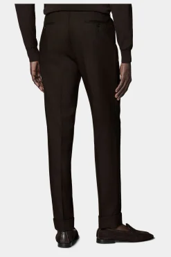 SUITSUPPLY Vigo Hose Dunkelbraun Bundfalte-Männlich Elegante Hosen