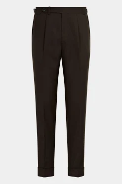 SUITSUPPLY Vigo Hose Dunkelbraun Bundfalte-Männlich Elegante Hosen
