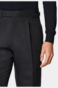 SUITSUPPLY Vigo Hose Dunkelgrau Bundfalte-Männlich Elegante Hosen