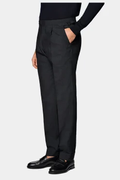 SUITSUPPLY Vigo Hose Dunkelgrau Bundfalte-Männlich Elegante Hosen