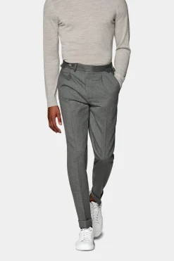 SUITSUPPLY Vigo Hose Grau Bundfalte-Männlich Elegante Hosen