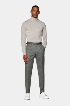 SUITSUPPLY Vigo Hose Grau Bundfalte-Männlich Elegante Hosen