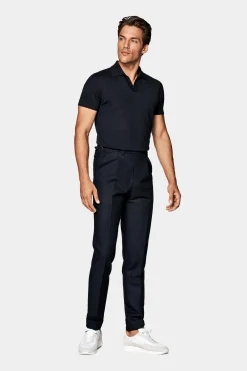 SUITSUPPLY Vigo Hose Navy Bundfalte-Männlich Elegante Hosen