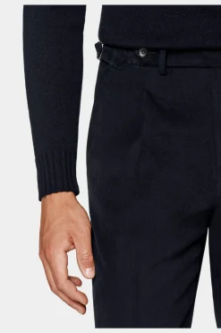 SUITSUPPLY Vigo Hose Navy Bundfalte-Männlich Elegante Hosen