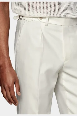 SUITSUPPLY Vigo Hose Off-White Bundfalte-Männlich Elegante Hosen
