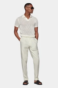 SUITSUPPLY Vigo Hose Off-White Bundfalte-Männlich Elegante Hosen