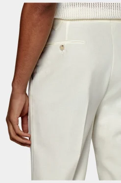 SUITSUPPLY Vigo Hose Off-White Bundfalte-Männlich Elegante Hosen