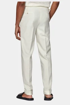 SUITSUPPLY Vigo Hose Off-White Bundfalte-Männlich Elegante Hosen