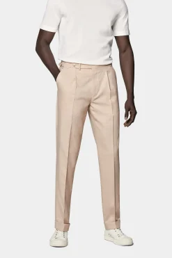SUITSUPPLY Vigo Hose Sand Bundfalte-Männlich Elegante Hosen