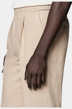 SUITSUPPLY Vigo Hose Sand Bundfalte-Männlich Elegante Hosen