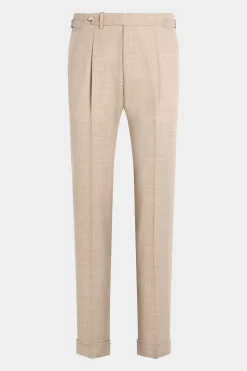 SUITSUPPLY Vigo Hose Sand Bundfalte-Männlich Elegante Hosen