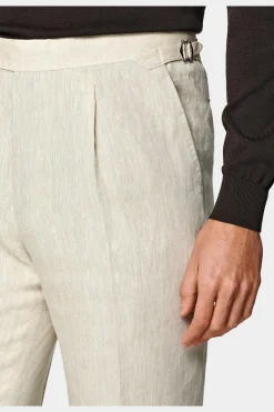 SUITSUPPLY Vigo Hose Sand Bundfalte-Männlich Elegante Hosen