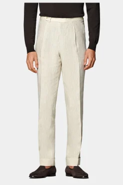 SUITSUPPLY Vigo Hose Sand Bundfalte-Männlich Elegante Hosen