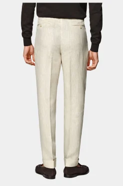SUITSUPPLY Vigo Hose Sand Bundfalte-Männlich Elegante Hosen