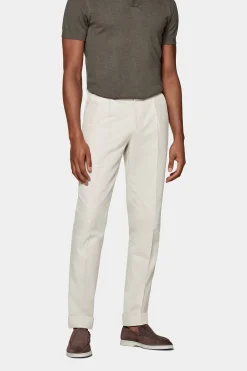 SUITSUPPLY Vigo Hose Sand Bundfalte-Männlich Elegante Hosen