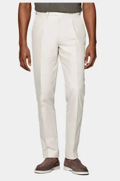 SUITSUPPLY Vigo Hose Sand Bundfalte-Männlich Elegante Hosen