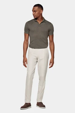 SUITSUPPLY Vigo Hose Sand Bundfalte-Männlich Elegante Hosen
