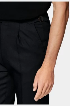 SUITSUPPLY Vigo Hose Schwarz Bundfalte-Männlich Elegante Hosen