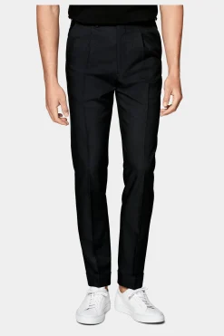 SUITSUPPLY Vigo Hose Schwarz Bundfalte-Männlich Elegante Hosen