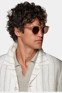 SUITSUPPLY Walter Hemd-Sakko Hellbraun Gestreift-Männlich Hemd-Sakkos