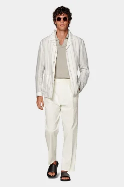 SUITSUPPLY Walter Hemd-Sakko Hellbraun Gestreift-Männlich Hemd-Sakkos