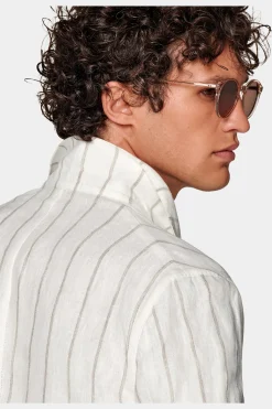 SUITSUPPLY Walter Hemd-Sakko Hellbraun Gestreift-Männlich Hemd-Sakkos