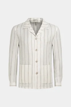 SUITSUPPLY Walter Hemd-Sakko Hellbraun Gestreift-Männlich Hemd-Sakkos