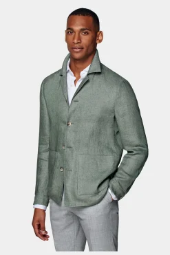 SUITSUPPLY Walter Hemd-Sakko Mittelgrün-Männlich Hemd-Sakkos