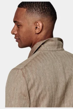 SUITSUPPLY Walter Hemd-Sakko Taupe Fischgrätmuster-Männlich Hemd-Sakkos