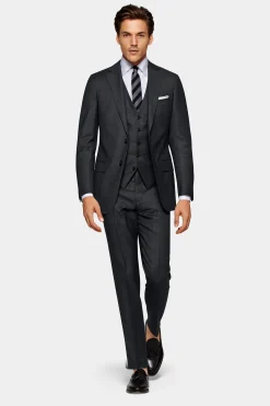 SUITSUPPLY Weste Dunkelgrau Birdseyemuster-Männlich Anzugwesten