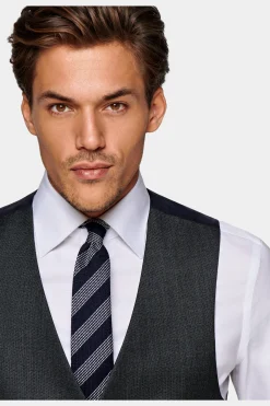 SUITSUPPLY Weste Dunkelgrau Birdseyemuster-Männlich Anzugwesten