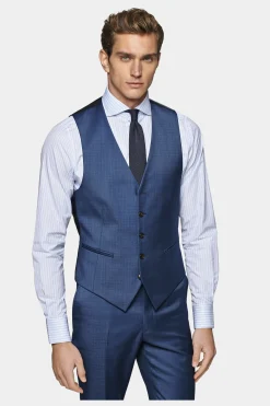 SUITSUPPLY Weste Mittelblau-Männlich Anzugwesten