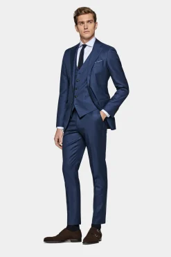 SUITSUPPLY Weste Mittelblau-Männlich Anzugwesten