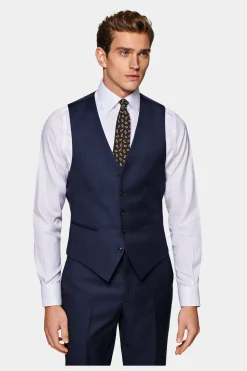 SUITSUPPLY Weste Navy Birdseye-Muster-Männlich Anzugwesten