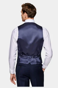 SUITSUPPLY Weste Navy Birdseye-Muster-Männlich Anzugwesten