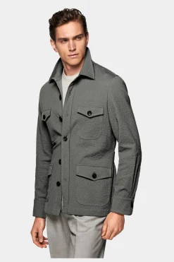 SUITSUPPLY William Hemd-Sakko Grau-Männlich Hemd-Sakkos
