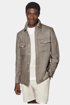 SUITSUPPLY William Hemd-Sakko Taupe-Männlich Hemd-Sakkos